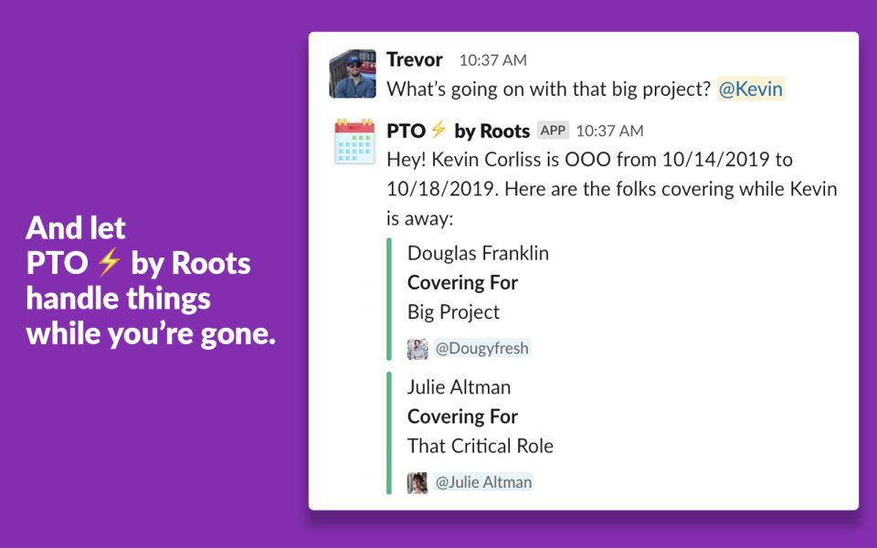 screenshot of PTO by Roots